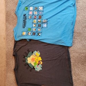 Boys Pokemon and Minecraft shirts